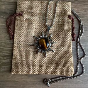 Tigers Eye Sun Pendant Tigers Eye Sun Necklace Boho Crystal Necklace